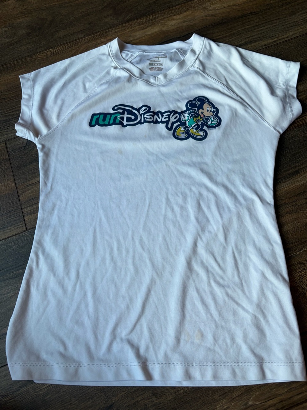 Disney White Short Sleeve Running Tee with Mickey Graphic